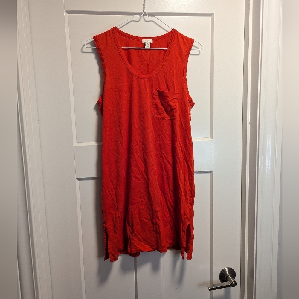 J. Crew Deep Orange Jersey Tank Dress sz M Petite